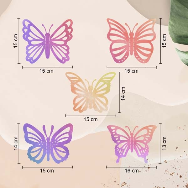 Decoratiune perete Colorful Butterfly, 17 x 14 cm, roz, albastru