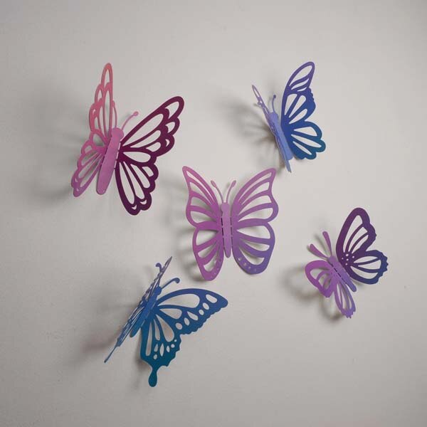 Decoratiune perete Colorful Butterfly, 17 x 14 cm, roz, albastru