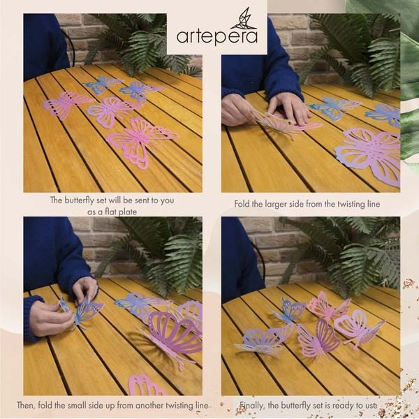 Decoratiune perete Colorful Butterfly, 17 x 14 cm, roz, albastru