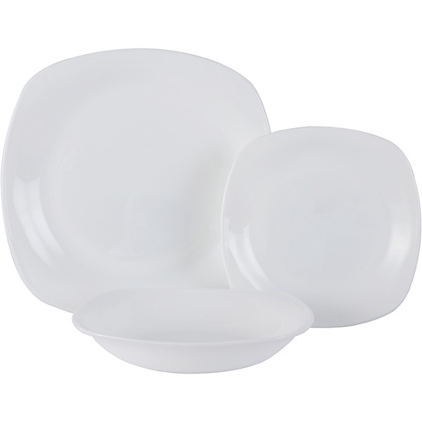 Set de masa MYRIA MC4003, 18 piese, sticla opal, alb