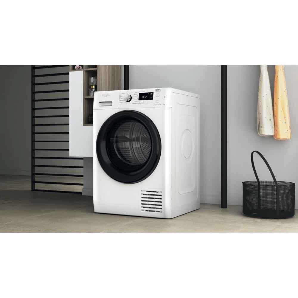 Uscator de rufe WHIRLPOOL FFT M11 9X2BY EE, 6th Sense, Condensare si pompa de caldura, 9 kg, 15 programe, Clasa A++, alb