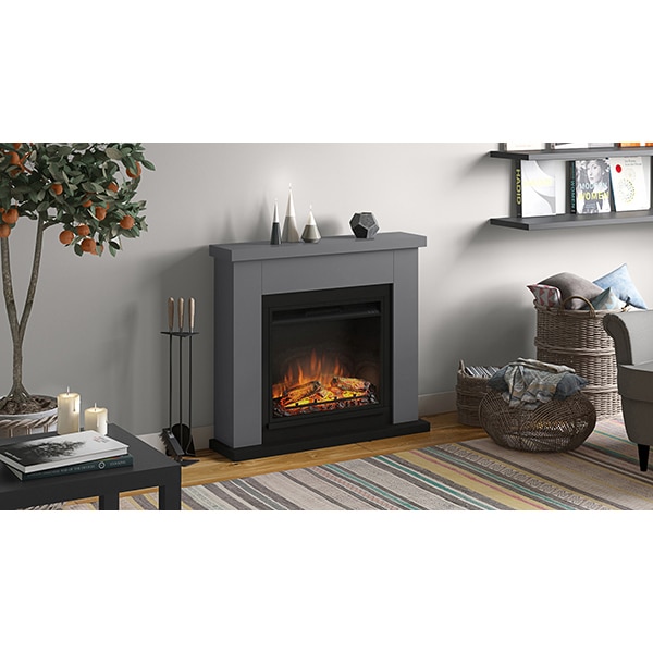 Semineu electric TAGU Frode Solid Grey, 1500W, Focar 3D, Telecomanda, gri