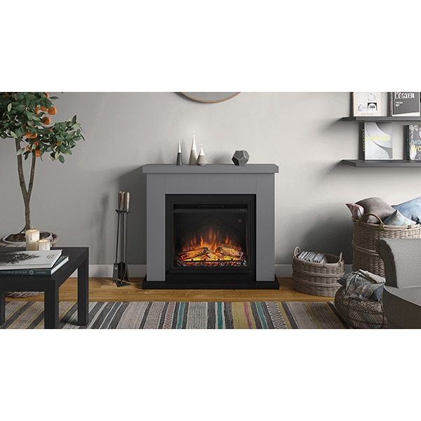 Semineu electric TAGU Frode Solid Grey, 1500W, Focar 3D, Telecomanda, gri