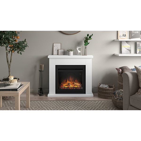 Semineu electric TAGU Frode Pure White, 1500W, Focar 3D, Telecomanda, Alb Pur