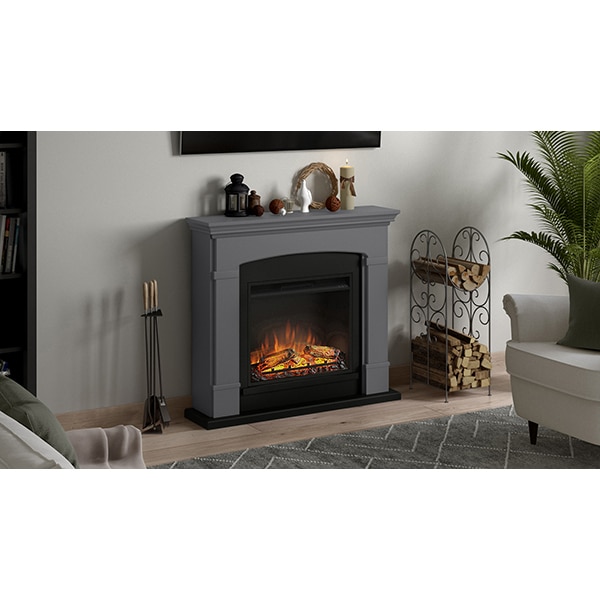 Semineu electric TAGU Helmi Solid Grey, 1500W, Focar 3D, Telecomanda, Gri