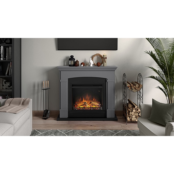 Semineu electric TAGU Helmi Solid Grey, 1500W, Focar 3D, Telecomanda, Gri