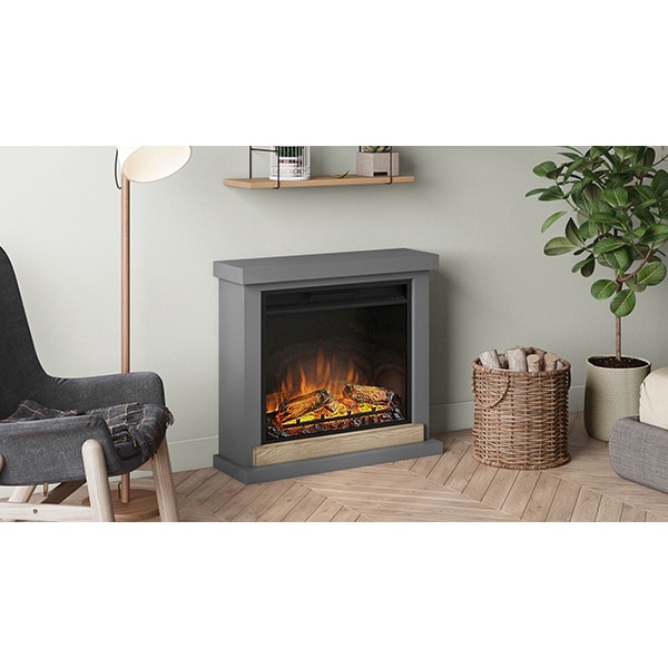 Semineu electric TAGU Hagen Solid Grey, 1500W, Focar 3D, Telecomanda, Gri