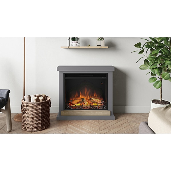 Semineu electric TAGU Hagen Solid Grey, 1500W, Focar 3D, Telecomanda, Gri