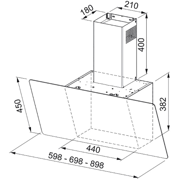 Hota decorativa FRANKE FPJ 615 V BK/SS, 1 motor, 730 m3/h, L 60 cm, negru