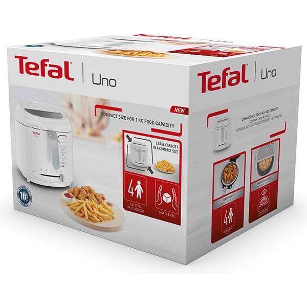 Friteuza TEFAL Uno FF203130, 1kg, 1.8l, 1600W, 150-190 grade, alb-gri