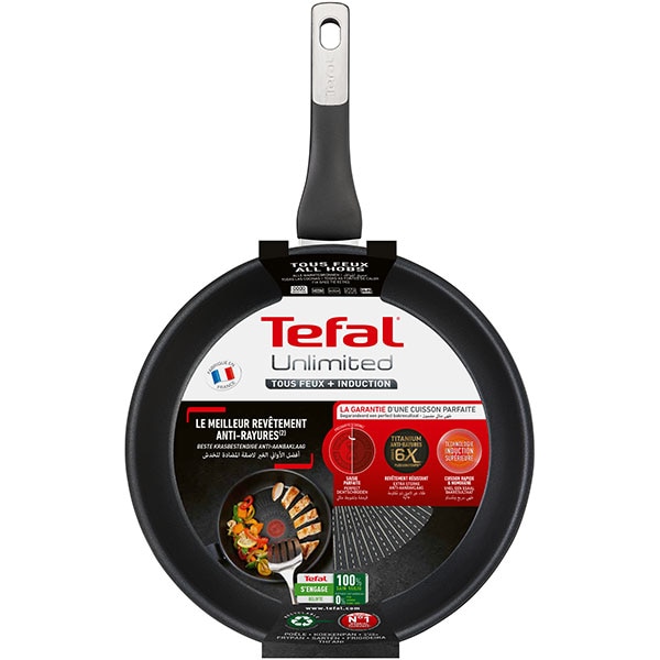 Tigaie TEFAL Unlimited G2550572, 26 cm, aluminiu, invelis antiaderent Titanium, negru