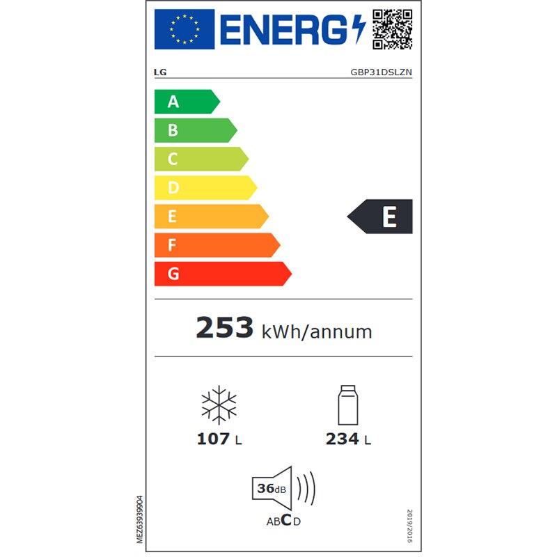 Combina frigorifica LG GBP31DSLZN, No Frost, 341 l, H 186 cm, Clasa E, argintiu
