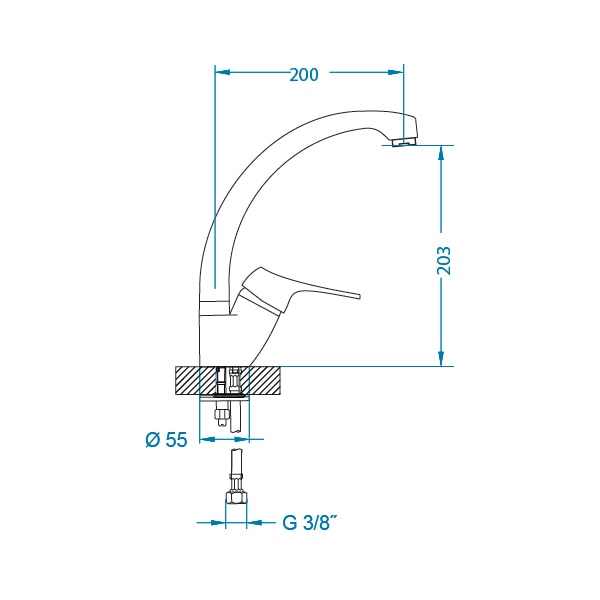 Baterie bucatarie ALVEUS GM 230 G55, alama, bej