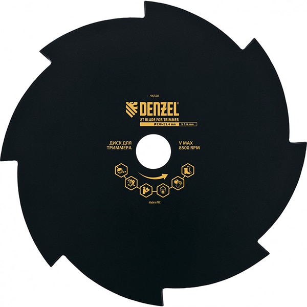 Disc motocoasa DENZEL 96328, 230 x2 5.4mm, grosime 1.6mm, 8 lame