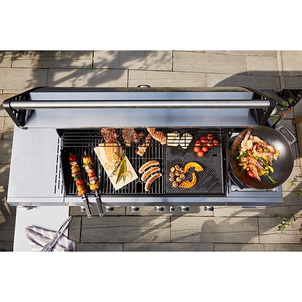 Gratar pe gaz LANDMANN 12120, 94 x 43 cm, 6+1 arzatoare, 8 role, argintiu