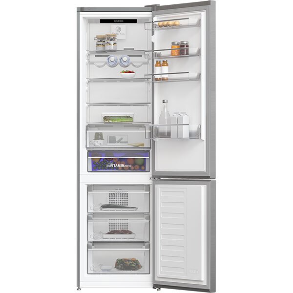 Combina frigorifica GRUNDIG GKNE 262E40 FXN, Cool Plus, 362 l, H 203, Clasa E, inox