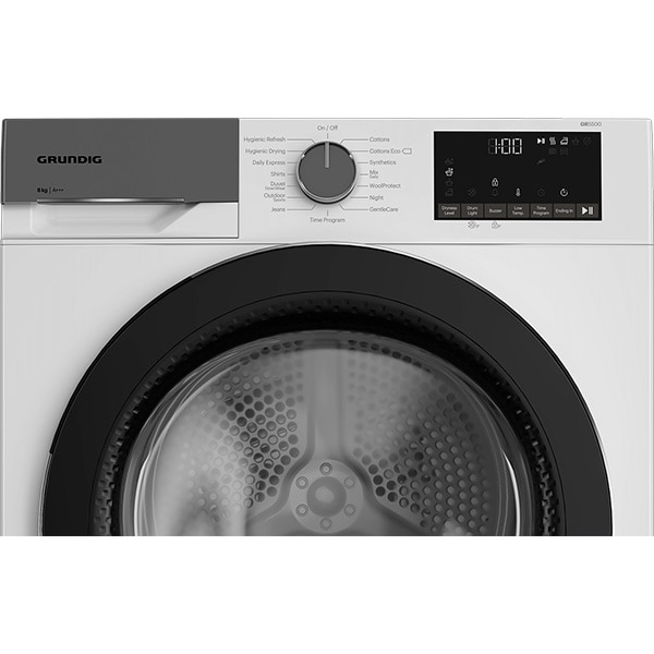 Uscator de rufe GRUNDIG GTP5824BN, Pompa de caldura, 8 kg, 15 programe, Clasa C, alb