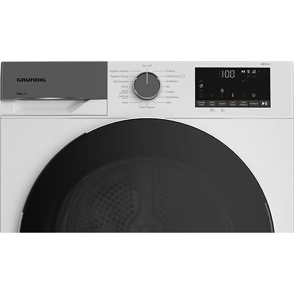 Uscator de rufe GRUNDIG GTP5923BN, Pompa de caldura, 9 kg, 15 programe, Clasa E, alb