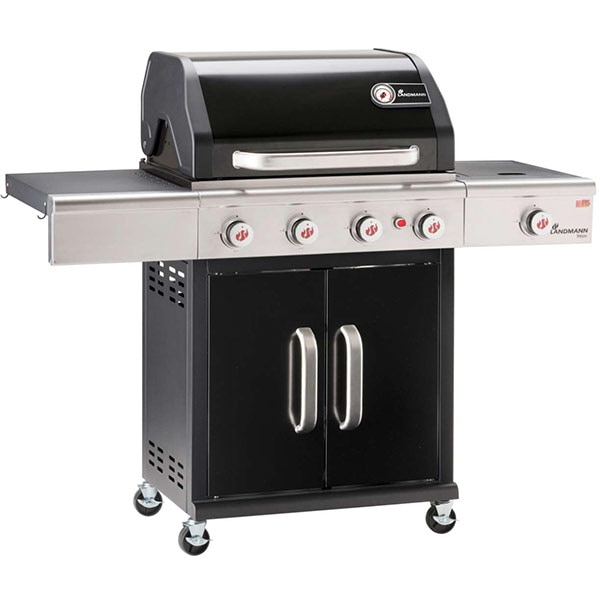 Gratar pe gaz LANDMANN Triton maxX PTS 4.1, 65 x 44 cm, 4 + 1 arzatoare, 4 role, negru