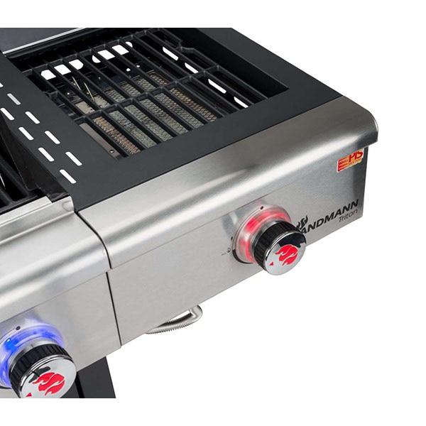 Gratar pe gaz LANDMANN Triton maxX PTS 4.1, 65 x 44 cm, 4 + 1 arzatoare, 4 role, negru