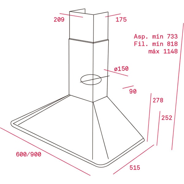 Hota decorativa TEKA DOS 60.1 VN, 1 motor, 603 m3/h, L 60 cm, alb