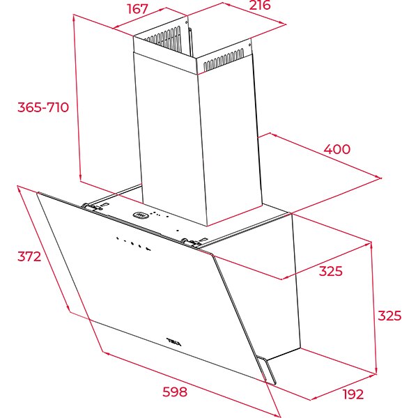 Hota decorativa TEKA DVN 64030 BK, 1 motor, 460 m3/h, L 60 cm, negru