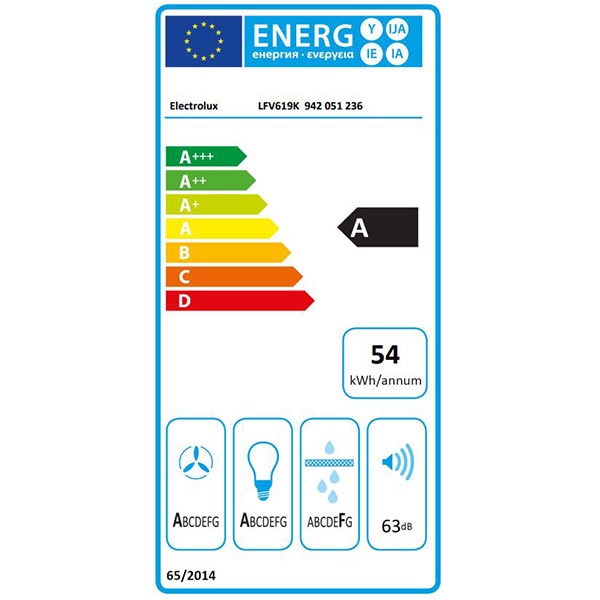Hota decorativa ELECTROLUX LFV619K, 1 motor, 700 m3/h, L 90 cm, negru