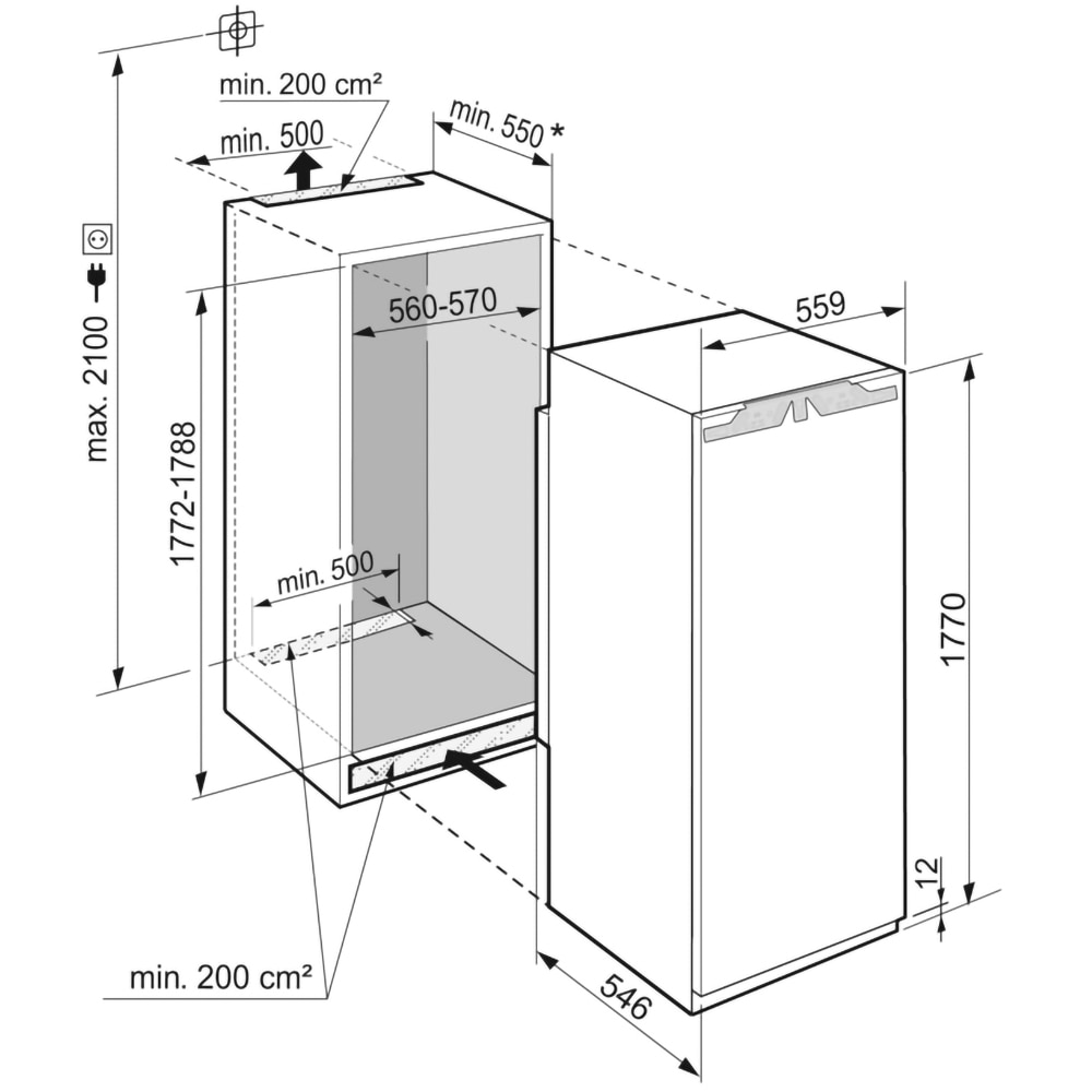 Frigider incorporabil cu o usa LIEBHERR IRE 5100, 309 l, H 177 cm, Clasa E