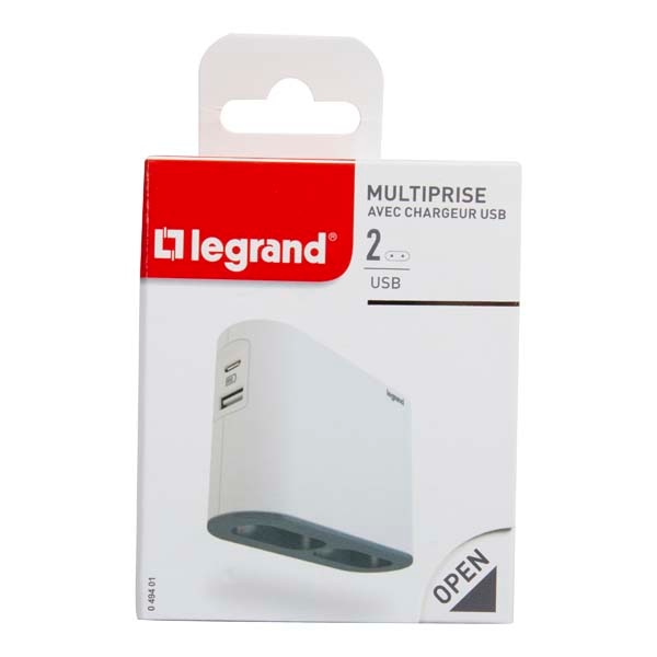 Adaptor priza LEGRAND L049401, 2 prize, 2 x USB, alb