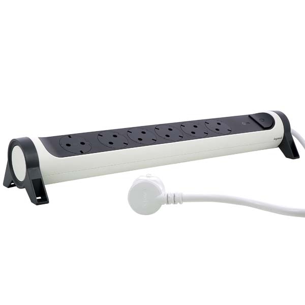 Prelungitor cu protectie LEGRAND L694509, 6 prize, 1.5m, alb-gri inchis