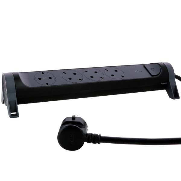 Prelungitor cu protectie LEGRAND L694511, 4 prize, 1.5m, negru-gri inchis