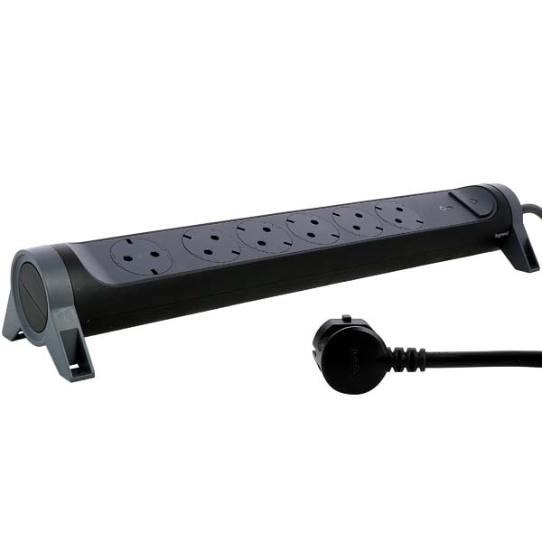 Prelungitor cu protectie LEGRAND L694513, 6 prize, 1.5m, negru-gri inchis