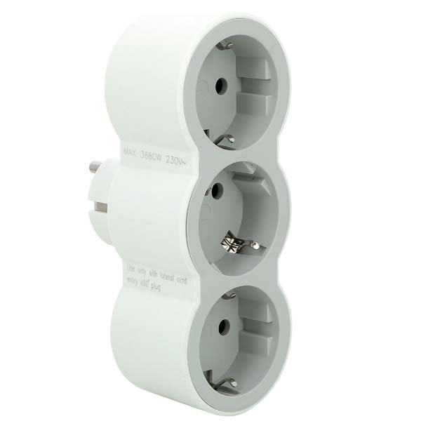 Adaptor priza LEGRAND L694518, 3 prize, alb-gri deschis