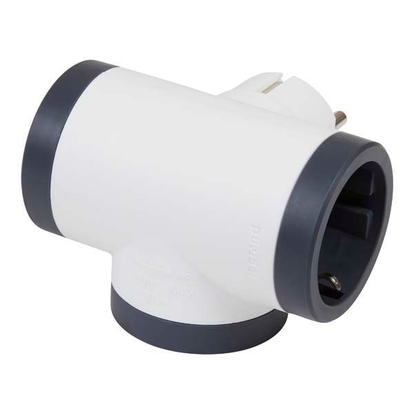 Adaptor priza LEGRAND L694520, 3 prize, alb-gri inchis