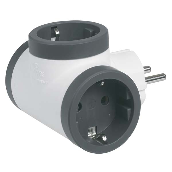 Adaptor priza LEGRAND L694520, 3 prize, alb-gri inchis