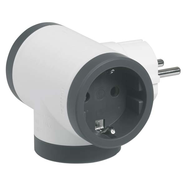Adaptor priza LEGRAND L694520, 3 prize, alb-gri inchis