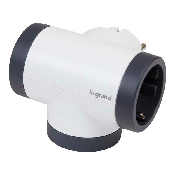 Adaptor priza LEGRAND L694521, 3 prize, alb-gri inchis