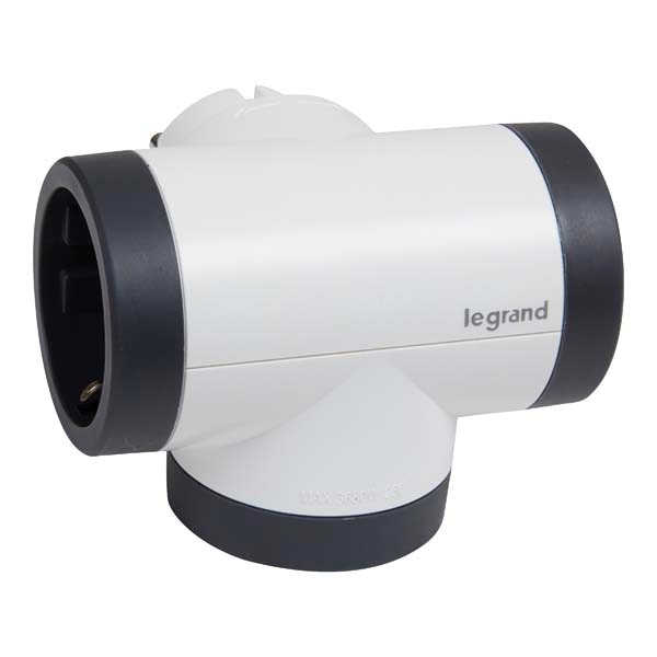 Adaptor priza LEGRAND L694521, 3 prize, alb-gri inchis