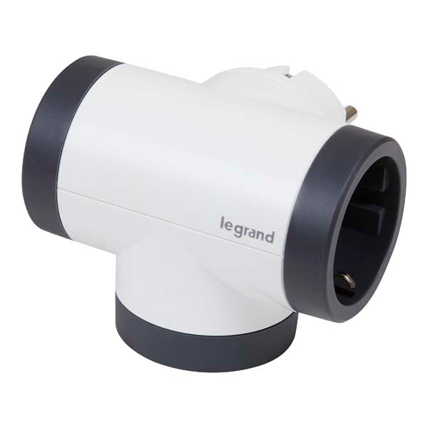 Adaptor priza LEGRAND L694522, 2 prize, 2 x USB, alb-gri inchis