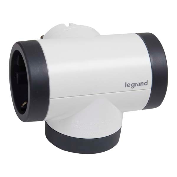 Adaptor priza LEGRAND L694522, 2 prize, 2 x USB, alb-gri inchis