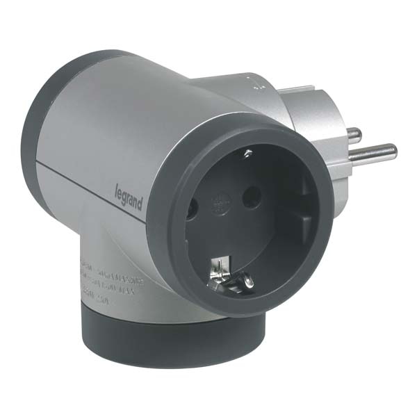Adaptor priza LEGRAND L694524, 2 prize, 2 x USB, gri inchis