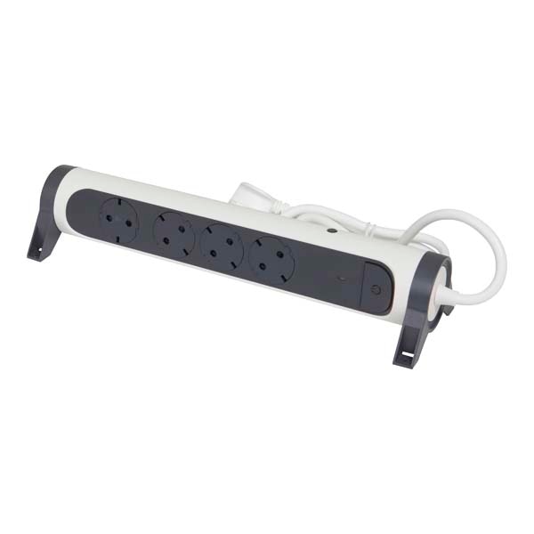Prelungitor cu protectie LEGRAND L694525, 4 prize, 1.5m, alb-gri inchis