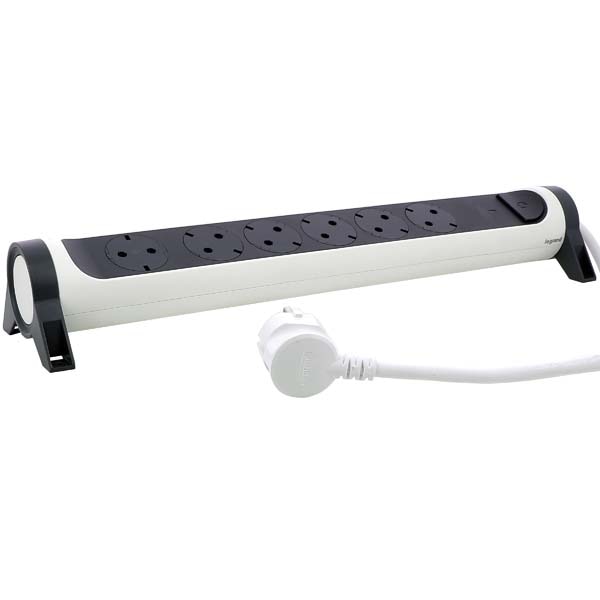 Prelungitor cu protectie LEGRAND L694526, 6 prize, 1.5m, alb-gri inchis