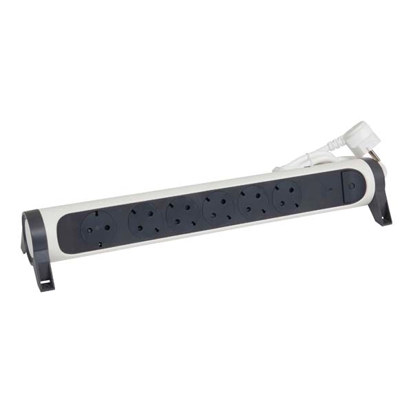 Prelungitor cu protectie LEGRAND L694526, 6 prize, 1.5m, alb-gri inchis
