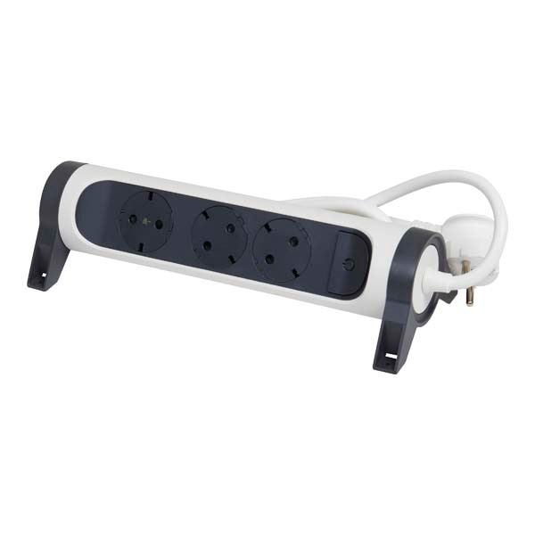 Prelungitor cu protectie LEGRAND L694527, 3 prize, 1.5m, alb-gri inchis