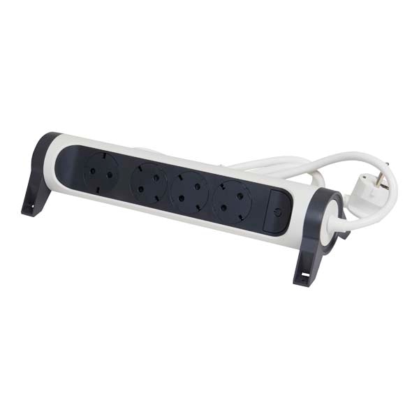 Prelungitor cu protectie LEGRAND L694529, 4 prize, 1.5m, alb-gri inchis
