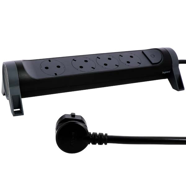 Prelungitor cu protectie LEGRAND L694530, 4 prize, 1.5m, negru-gri inchis