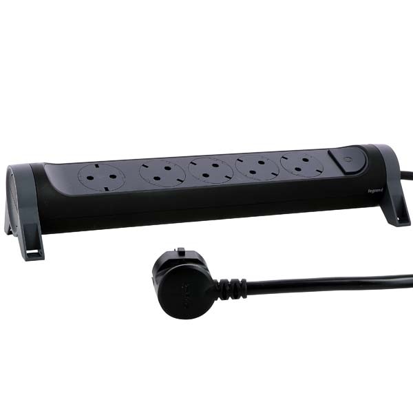 Prelungitor cu protectie LEGRAND L694532, 5 prize, 1.5m, negru-gri inchis