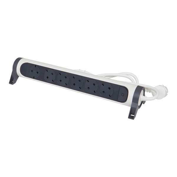 Prelungitor cu protectie LEGRAND L694533, 6 prize, 1.5m, alb-gri inchis