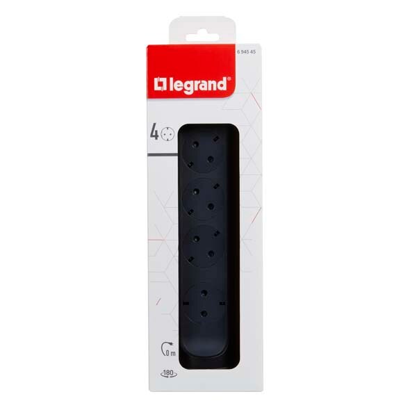Multipriza LEGRAND L694545, 4 prize, negru-gri inchis